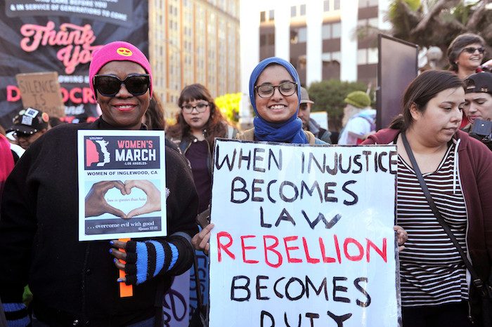 WOMEN'S  MARCH-LOS ANGELES TOOK PLACE ON JANUARY 21, 2017. THE MARCH STARTED AT PERSHING SQUARE AND ENDING AT CITY HALL. (PHOTO BY VALERIE GOODLOE)