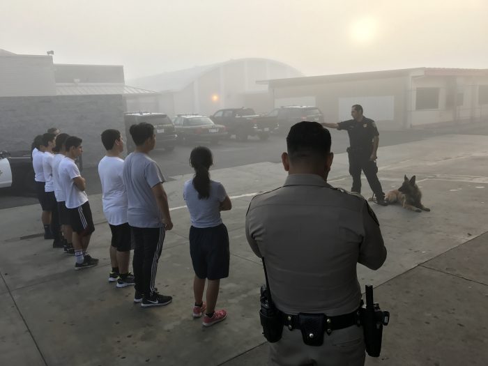 Officer Gonzalez and his dog Maxxo, provide a demonstration during Academy for the Day at  Hawthorne High School. (courtesy photo) 