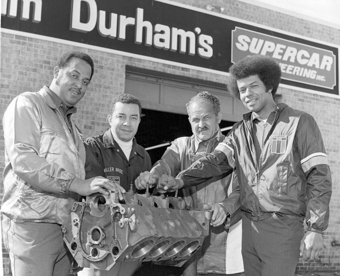 Malcolm Durham, Leonard W. Miller, Wendell Scott, and Ronald Hines (l-r) of the Black American Racers Association  (Wikimedia Commons)