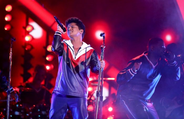  Bruno Mars performs "That's What I Like" at the 59th annual Grammy Awards on Sunday, Feb. 12, 2017, in Los Angeles. (Photo by Matt Sayles/Invision/AP)