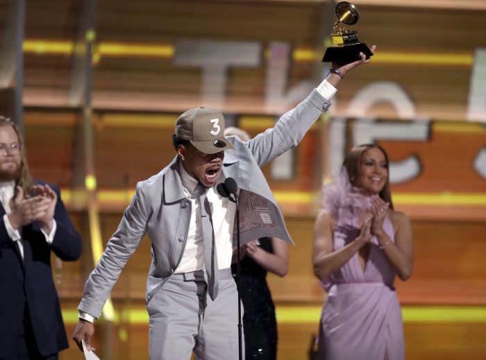  Chance The Rapper accepts the award for best new artist at the 59th annual Grammy Awards on Sunday, Feb. 12, 2017, in Los Angeles. (Photo by Matt Sayles/Invision/AP)