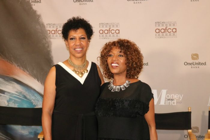 Teri Williams, President and COO of OneUnited Bank pictured with actress Alfre Woodard at OneUnited Bank's Money on My Mind panel series.  (photo by Brittany K. Jackson)