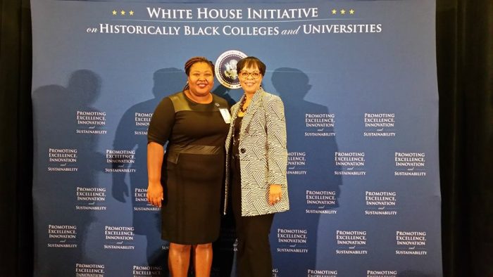 (From left-to-right): Paris Adkins-Jackson and her advisor and dissertation chair Dr. Jocelyn Turner-Musa at the Historically Black Colleges and Universities Week Conference in 2016. (courtesy photo)  