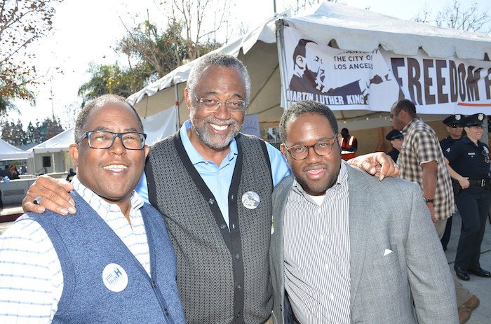 (L-R) L.A. County Supervisor Mark Ridley - Thomas, L.A. City Councilman Curren Price and Assemblymember Sebastian Ridley-Thomas (Courtesy Photo) 