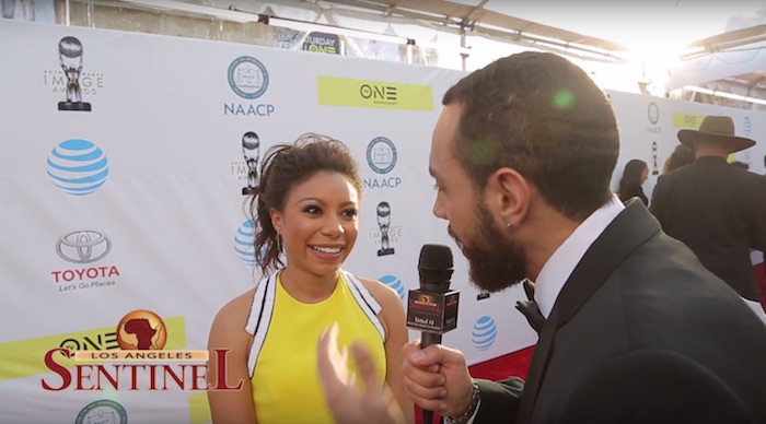 Shalita Grant star of NCIS: New Orleans speaks at the 48th annual NAACP Image Awards