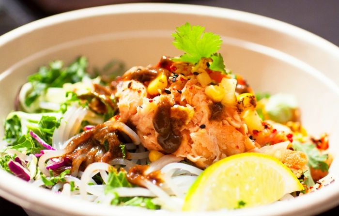 Salmon Japchae Salad debut at Grand Opening (photo by Marlyn Culton) 