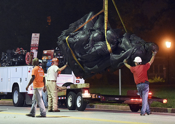 Confederate monuments removed overnight in Baltimore