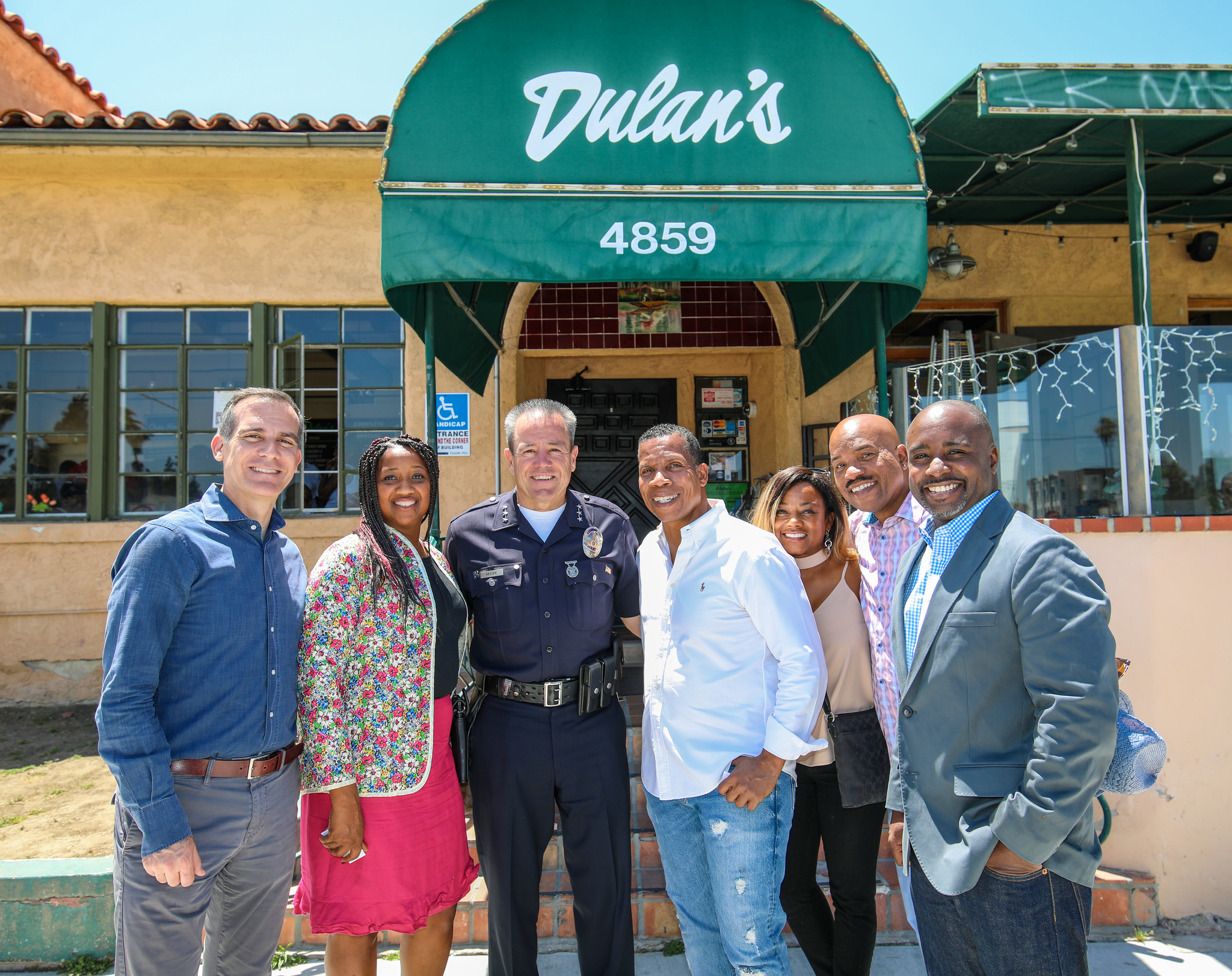 L.A. Mayor Eric Garcetti and LAPD’s New Police Chief, Michel Moore Tour South L.A.  