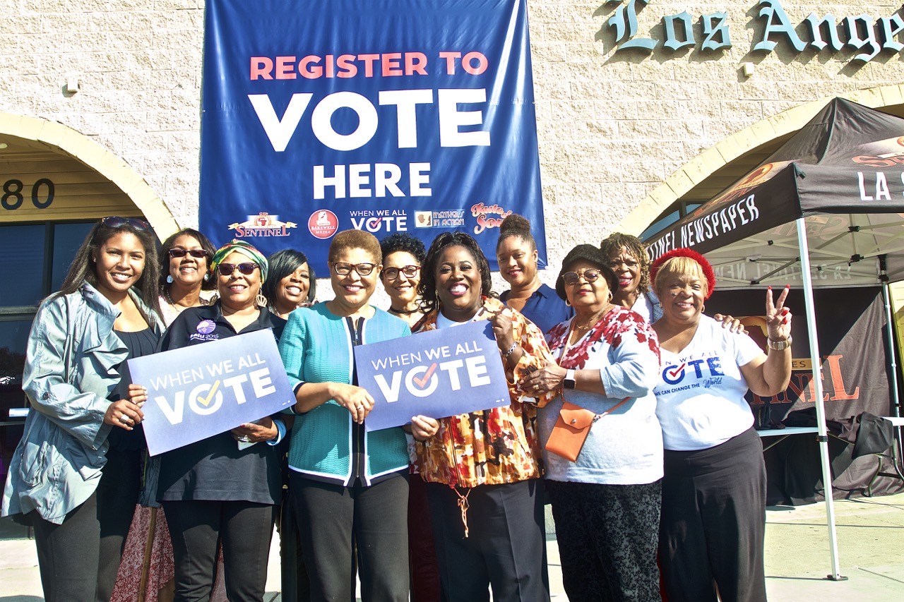 Rep. Karen Bass and TV personality Sheryl Underwood Join Phone Banking Event at The Sentinel 