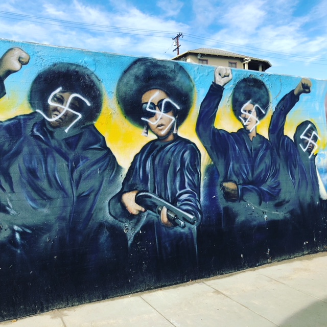 WATCH: Vandals Deface Black Panther Mural on Crenshaw Blvd. in #SouthLA with Swastikas