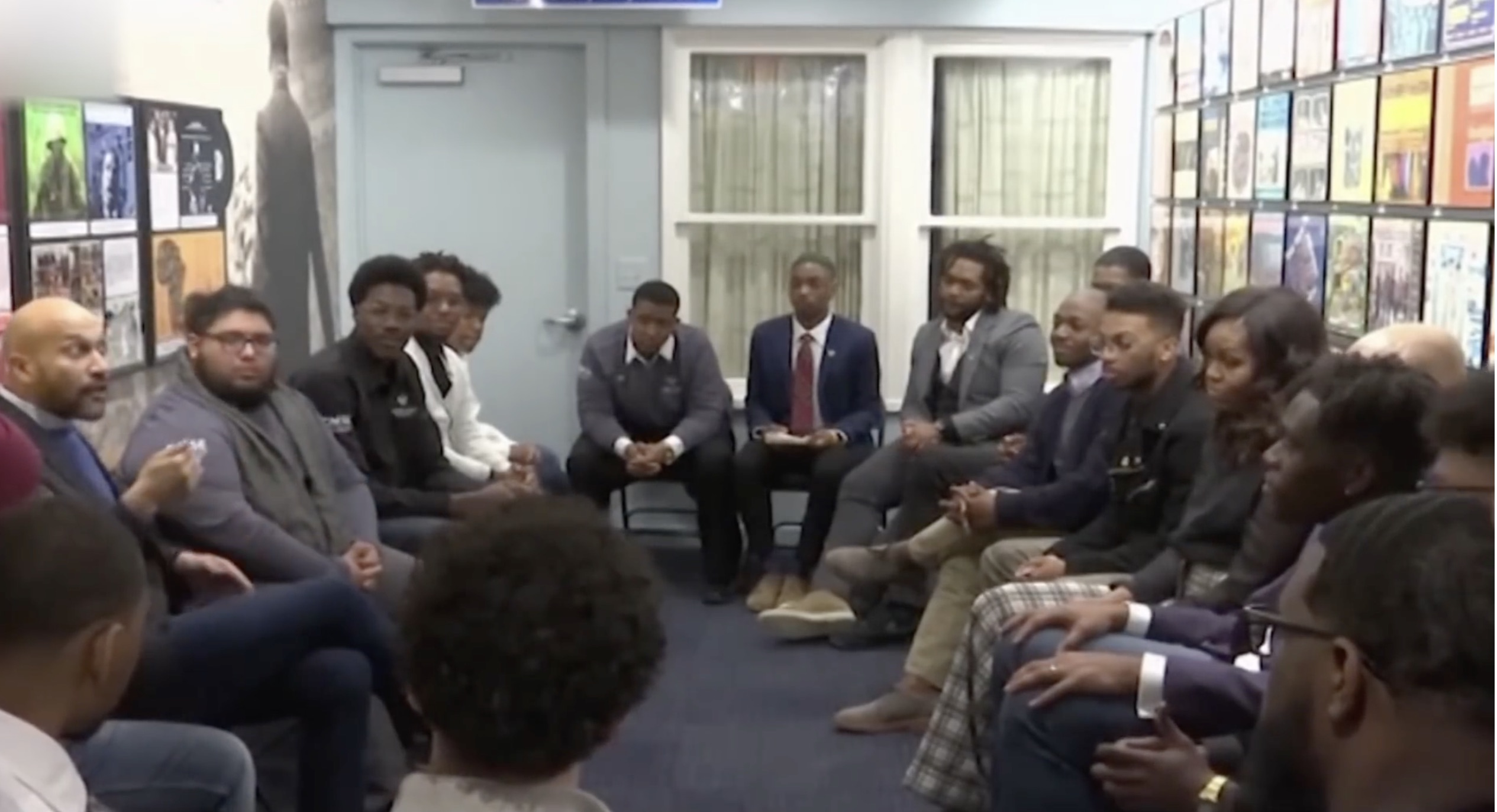 Michelle Obama Surprises a Group of Black Males with Conversation