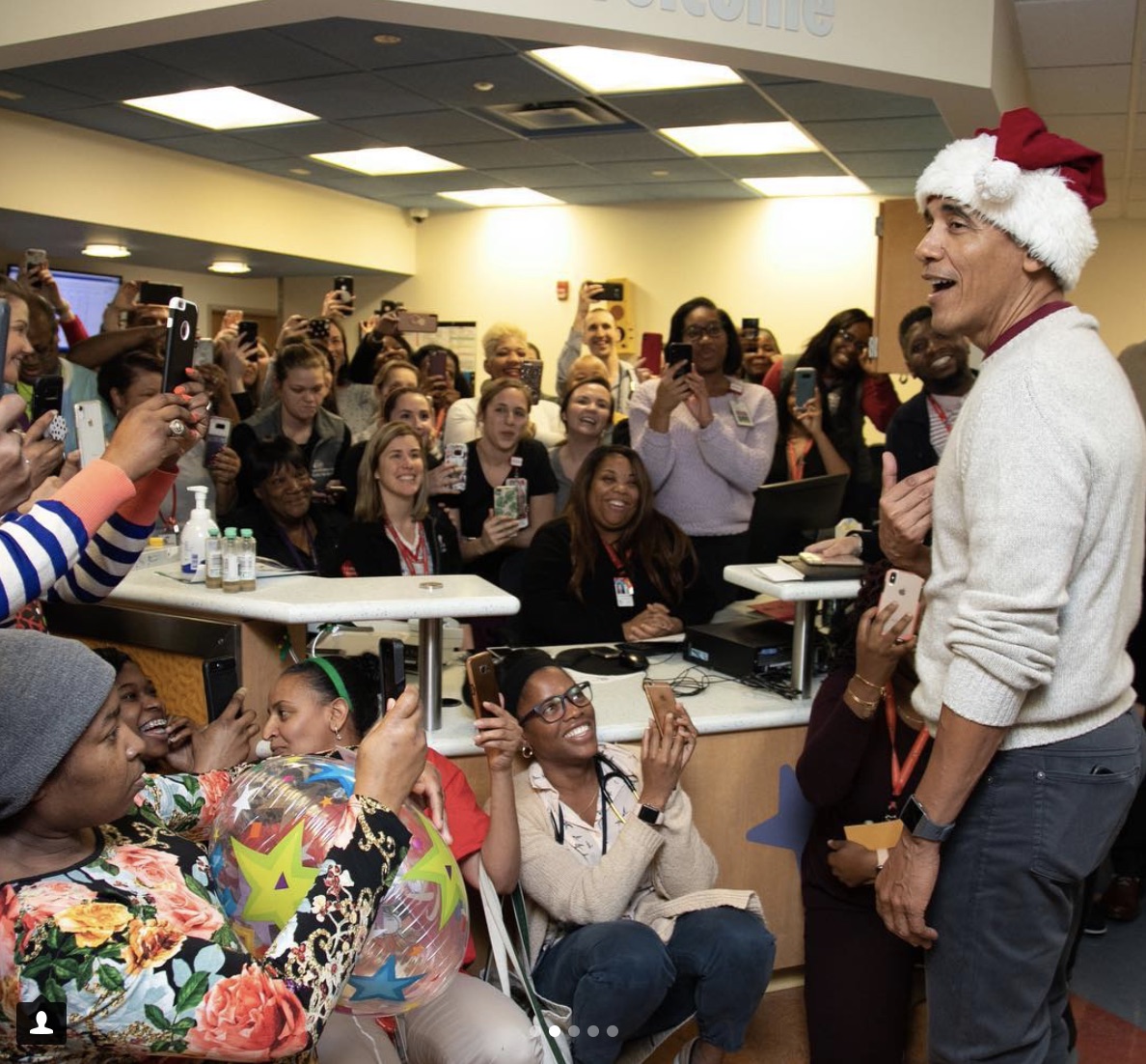 Former President Barack Obama Plays Santa for Children National Hospital in DC