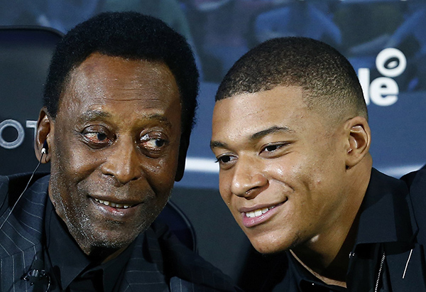 Soccer legend Pele meets rising star Mbappe in Paris