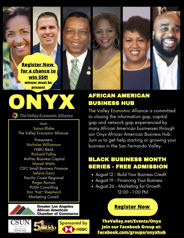 The Valley Economic Alliance Presents the Onyx Black Business Month Series in Recognition of Black Business Month