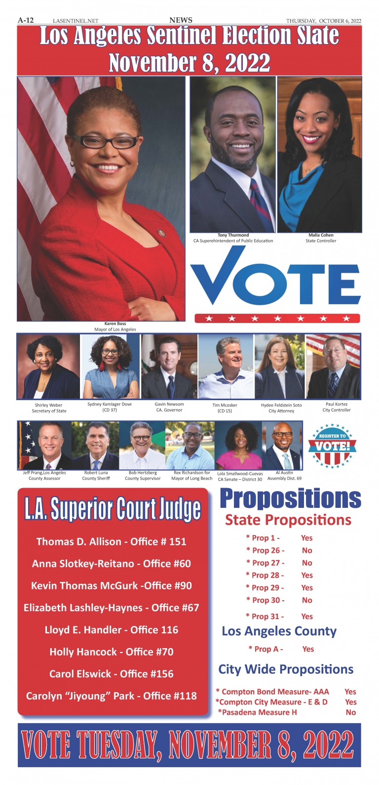 Updated L A Sentinel Election Slate Los Angeles Sentinel